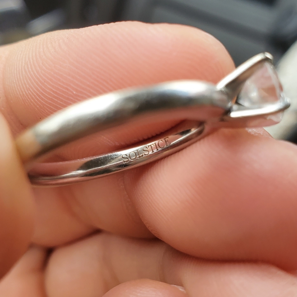 Solstice 14k Solid White Gold Ring With .6 Diamond - image 2